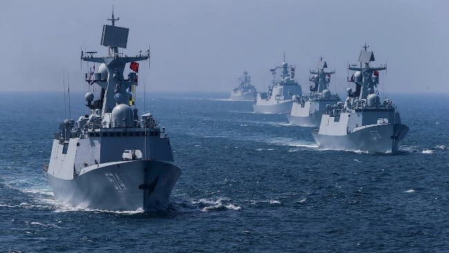 Flotta di navi cinesi coinvolte nell'esercitazione militare