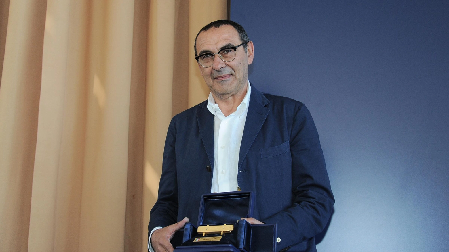 Maurizio Sarri, premiato ieri a Coverciano