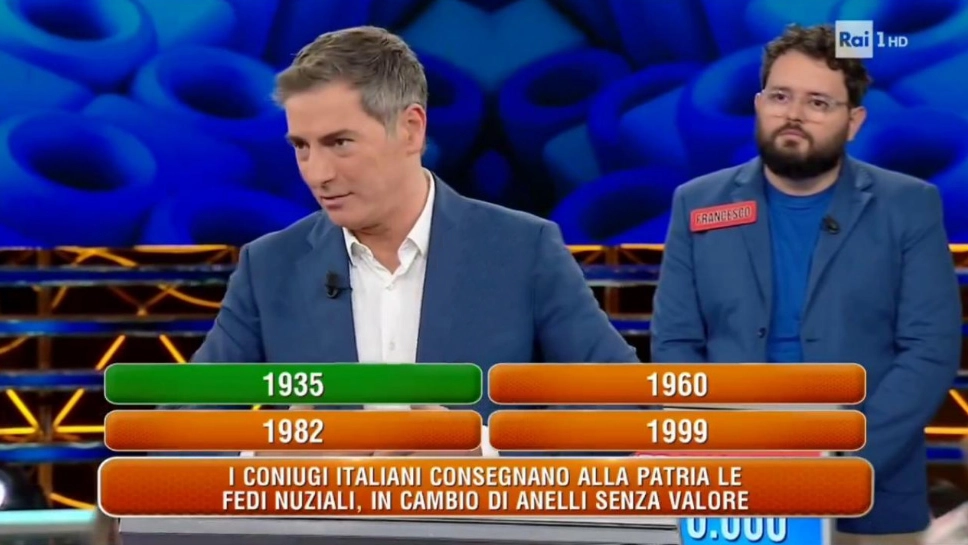 Marco Liorni e la domanda 'scomoda' nel game show di Rai1, 'L'Eredità'