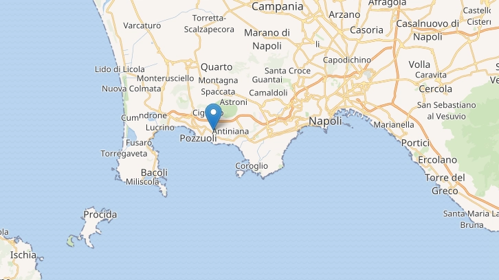 Mappa epicentro terremoto Campi Flegrei