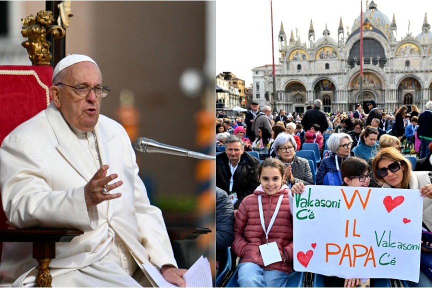 Storica visita di Papa Francesco a Venezia. Migliaia di pellegrini in piazza San Marco