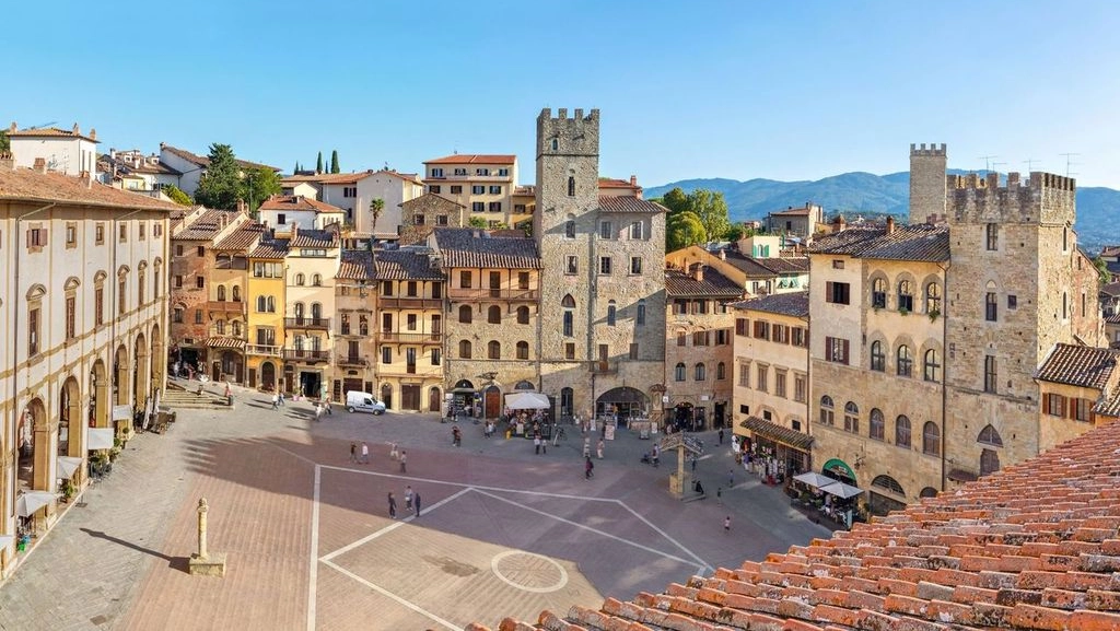 La piazza centrale di Arezzo