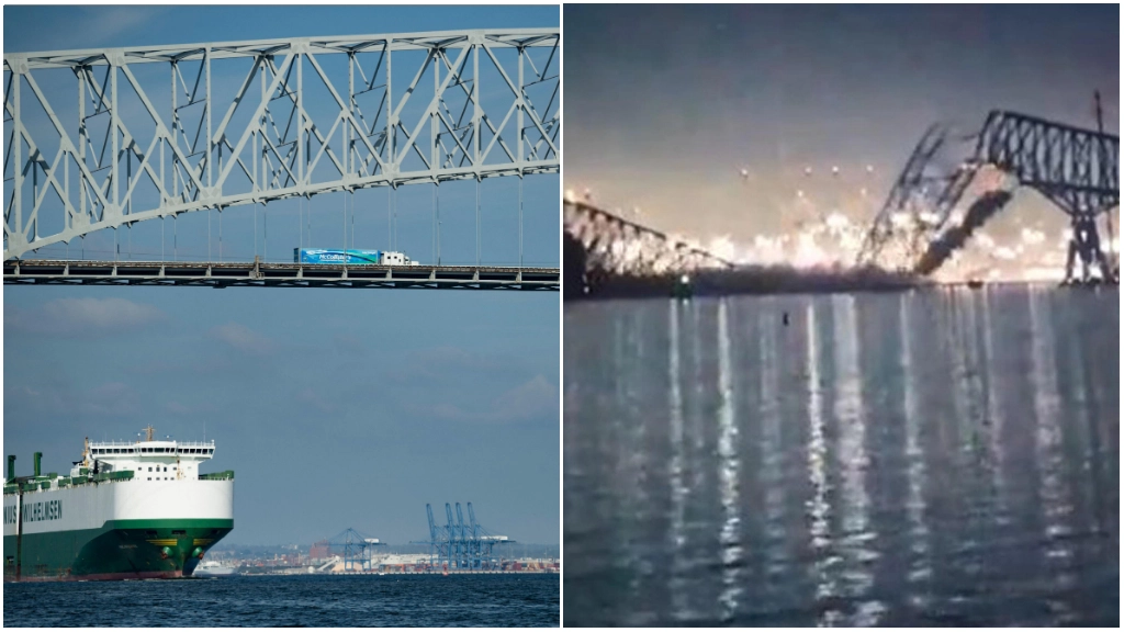 Il ponte Francis Scott Key Bridge di Baltimora prima e dopo l'incidente