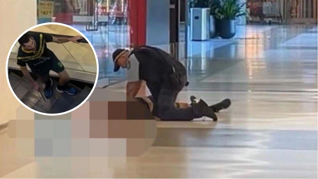 Le prime immagini dal centro commerciale di Sydney, nel tondo il presunto accoltellatore