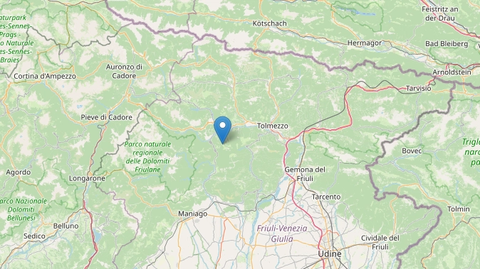 Epicentro del terremoto in Friuli Venezia Giulia (Ingv)