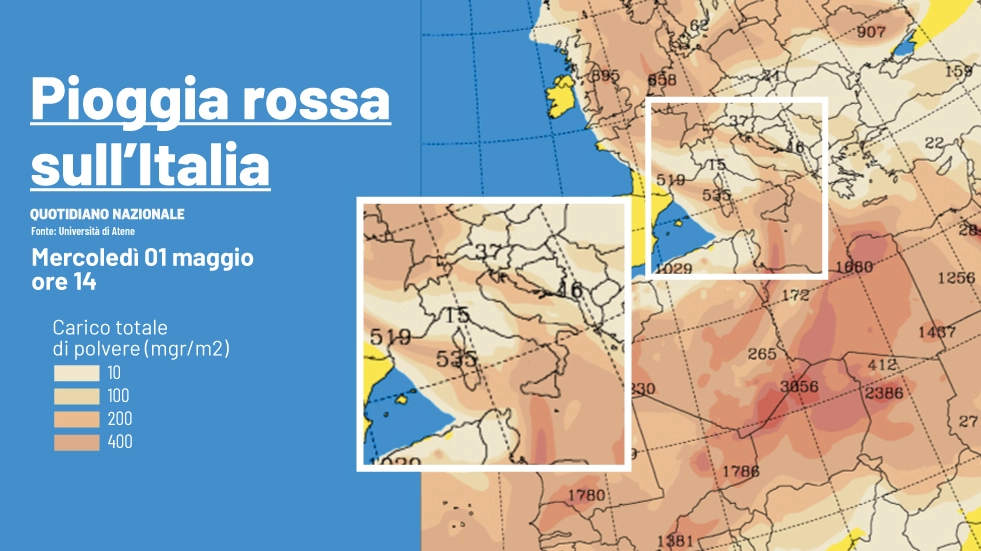 Pioggia rossa sull'Italia: le previsioni
