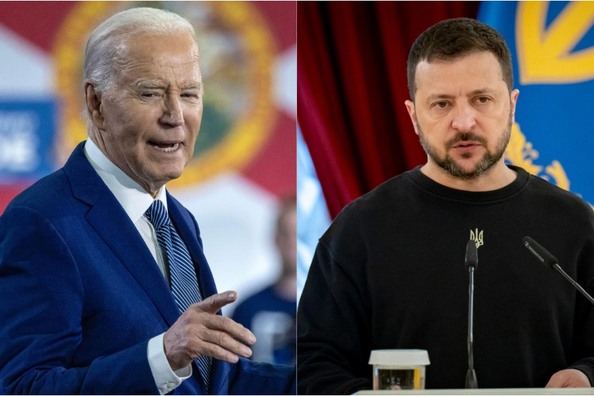 Joe Biden (a sinistra) e Volodymyr Zelensky (a destra)