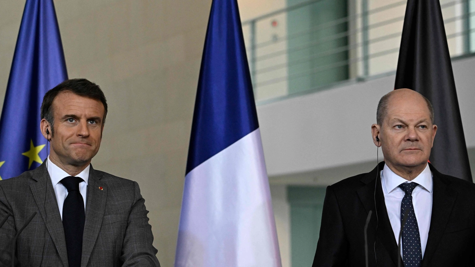 Emmanuel Macron e Olaf Scholz (Ansa)