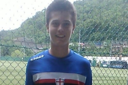 Matteo Falcinelli da ragazzino con la maglia della Sampdoria