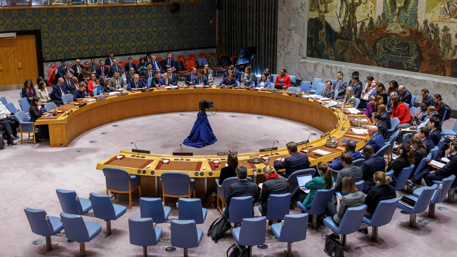 L'assemblea dell'Onu riunita per decidere una risoluzione su Gaza (Ansa)