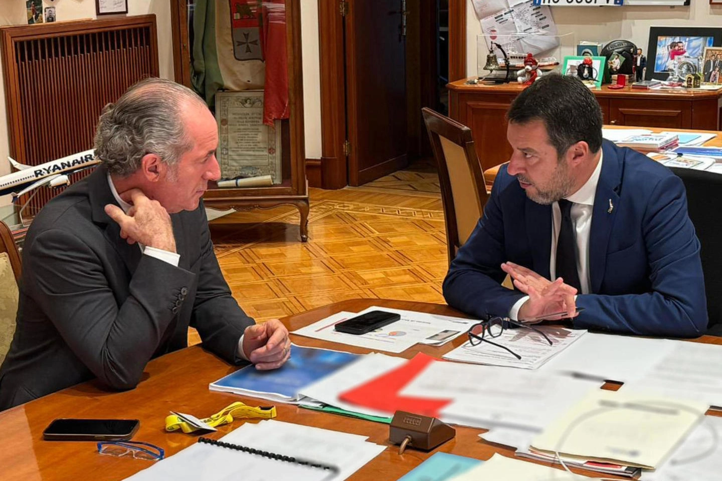 Il governatore del Veneto, Luca Zaia, e il leader della Lega, Matteo Salvini