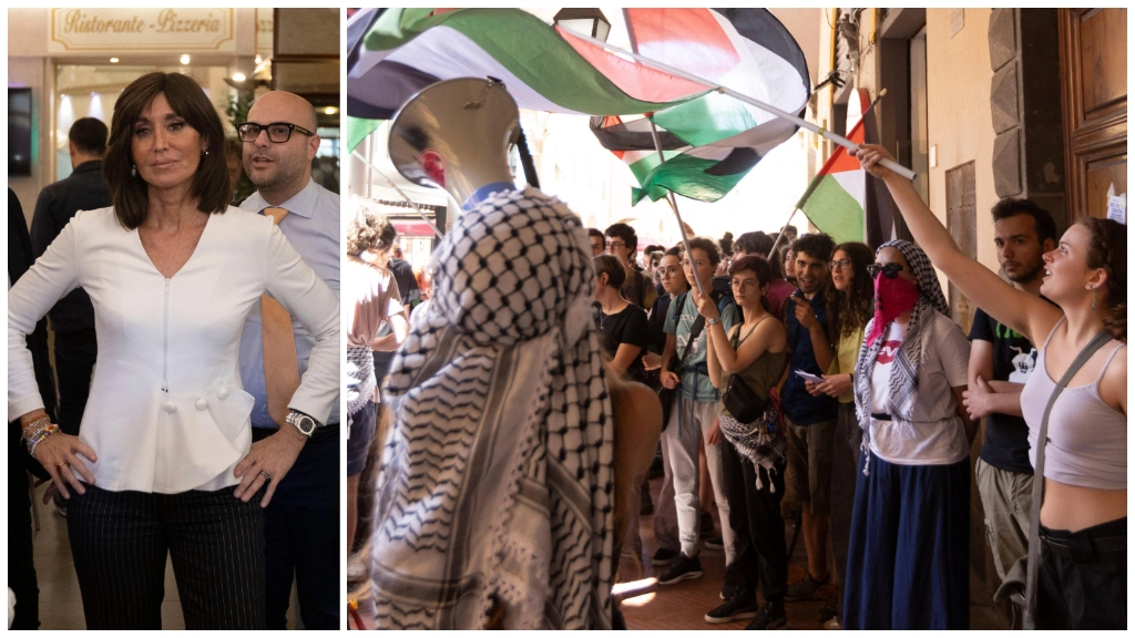 Un gruppo di manifestanti pro Palestina ha raggiunto il locale dove era in programma un’iniziativa elettorale di Forza Italia in vista delle europee