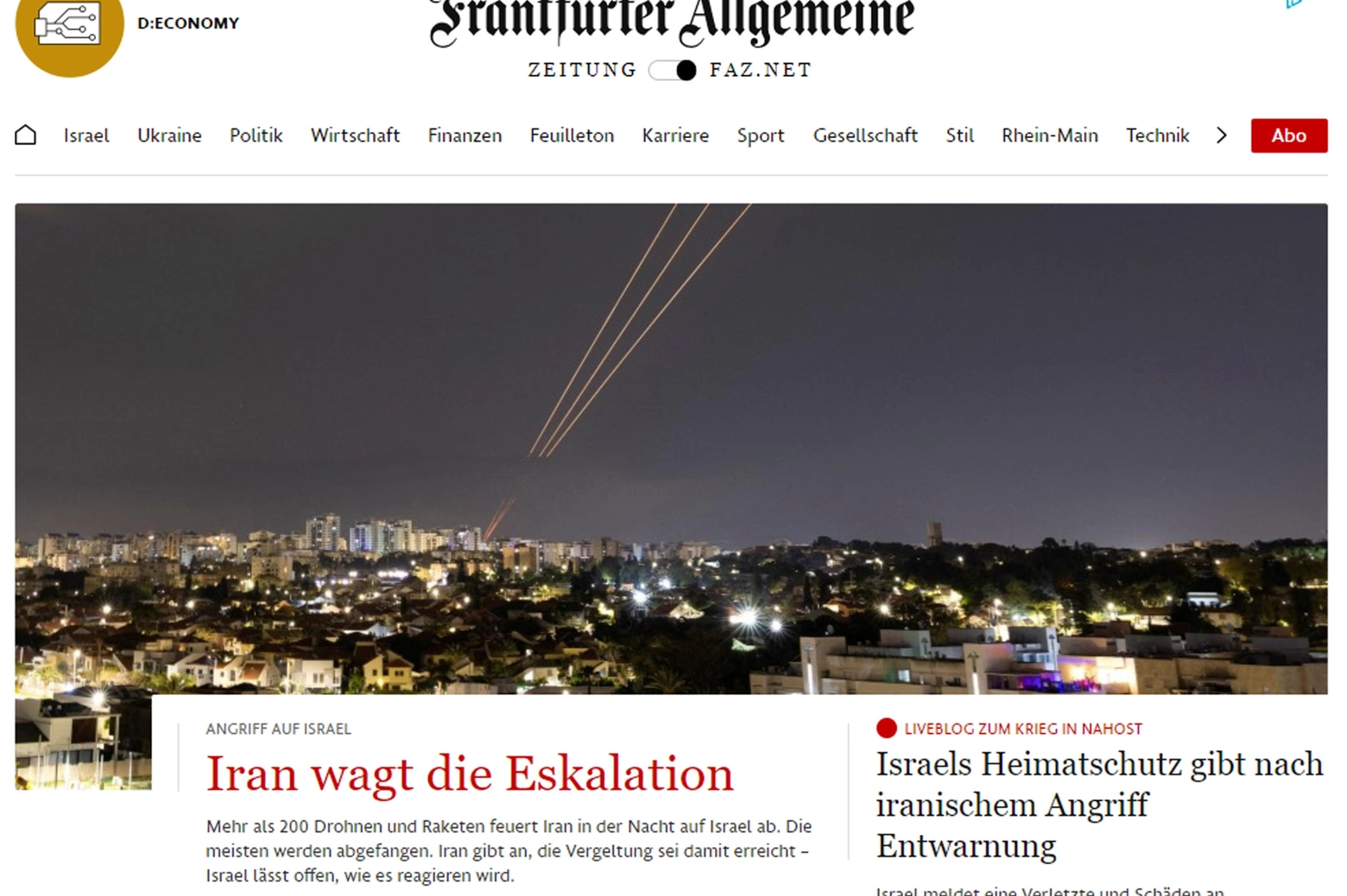 Frankfurter Allgemeine Zeitung: "L'Iran osa l'escalation"