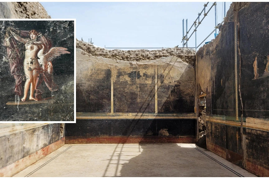 Il salone affrescato ritrovato all'Insula 10 di Pompei