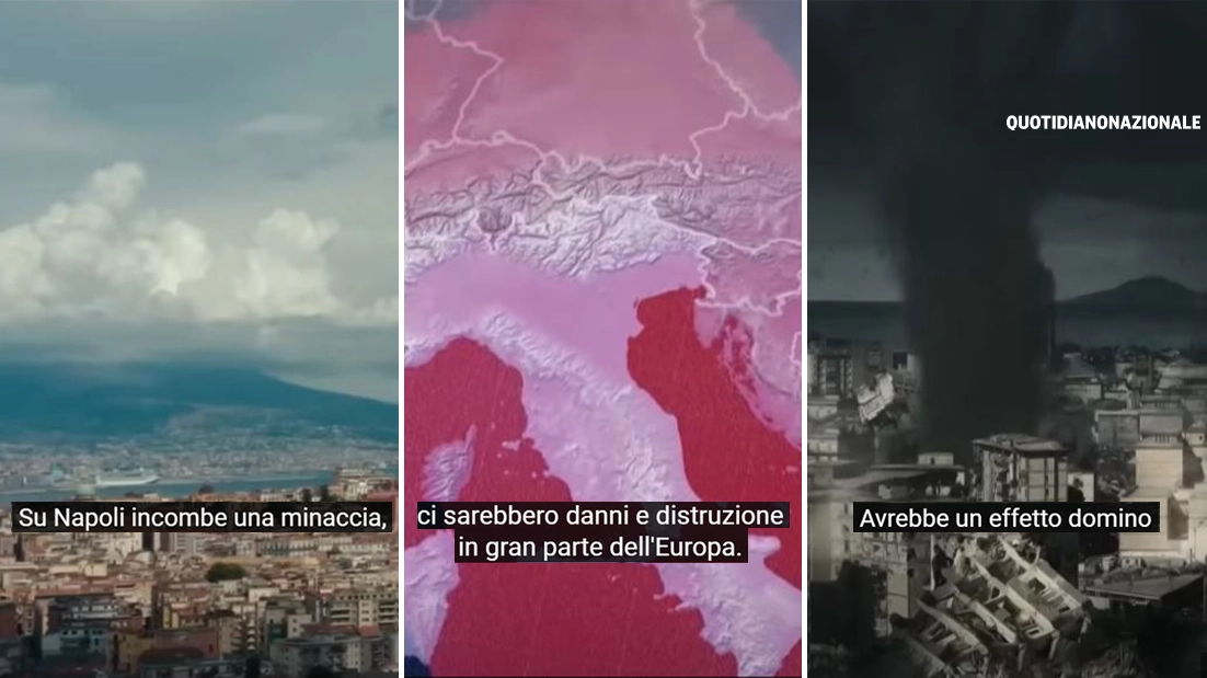 Alcuni frame del servizio giornalistico della tv svizzera sui Campi Flegrei di Napoli