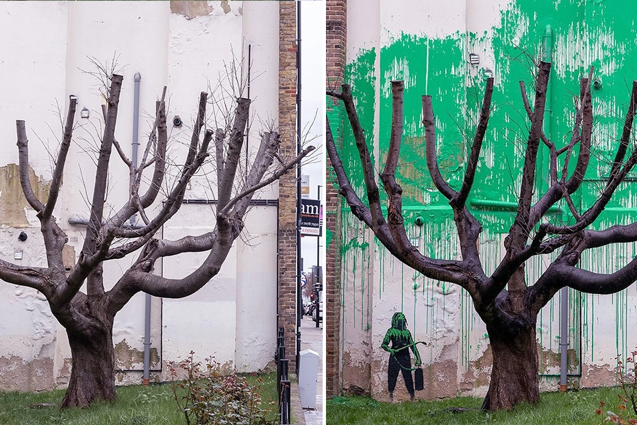 Un murale a Finsbury Park, nella zona nord di Londra: l'ultima opera (ecologista) attribuita a Banksy