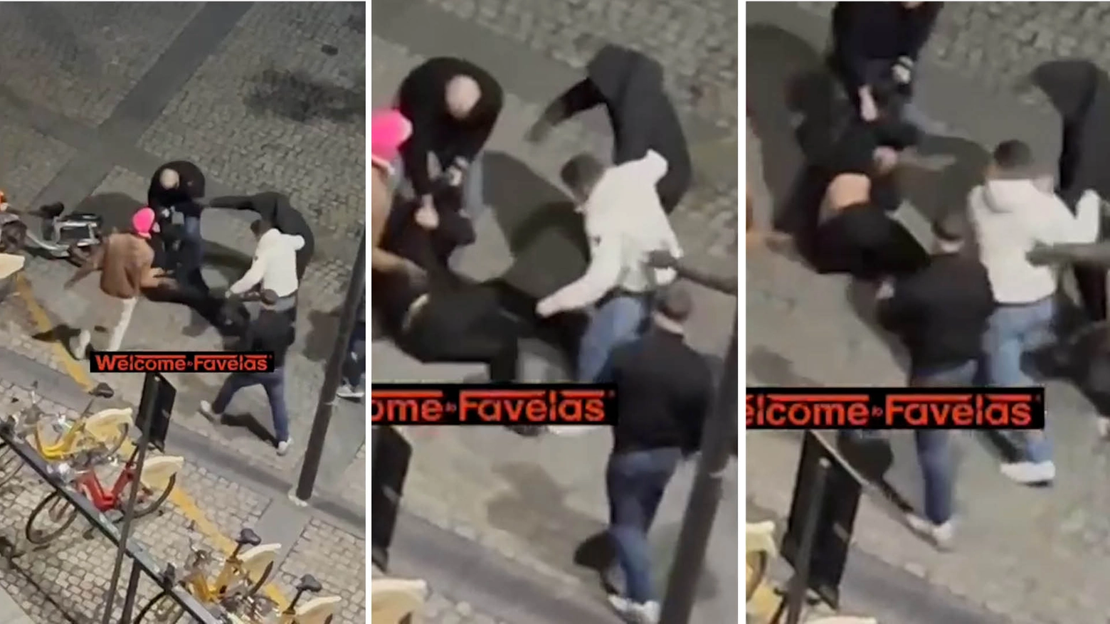 Alcuni frame del pestaggio presi dal video della pagina Instagram Welcome to Favelas