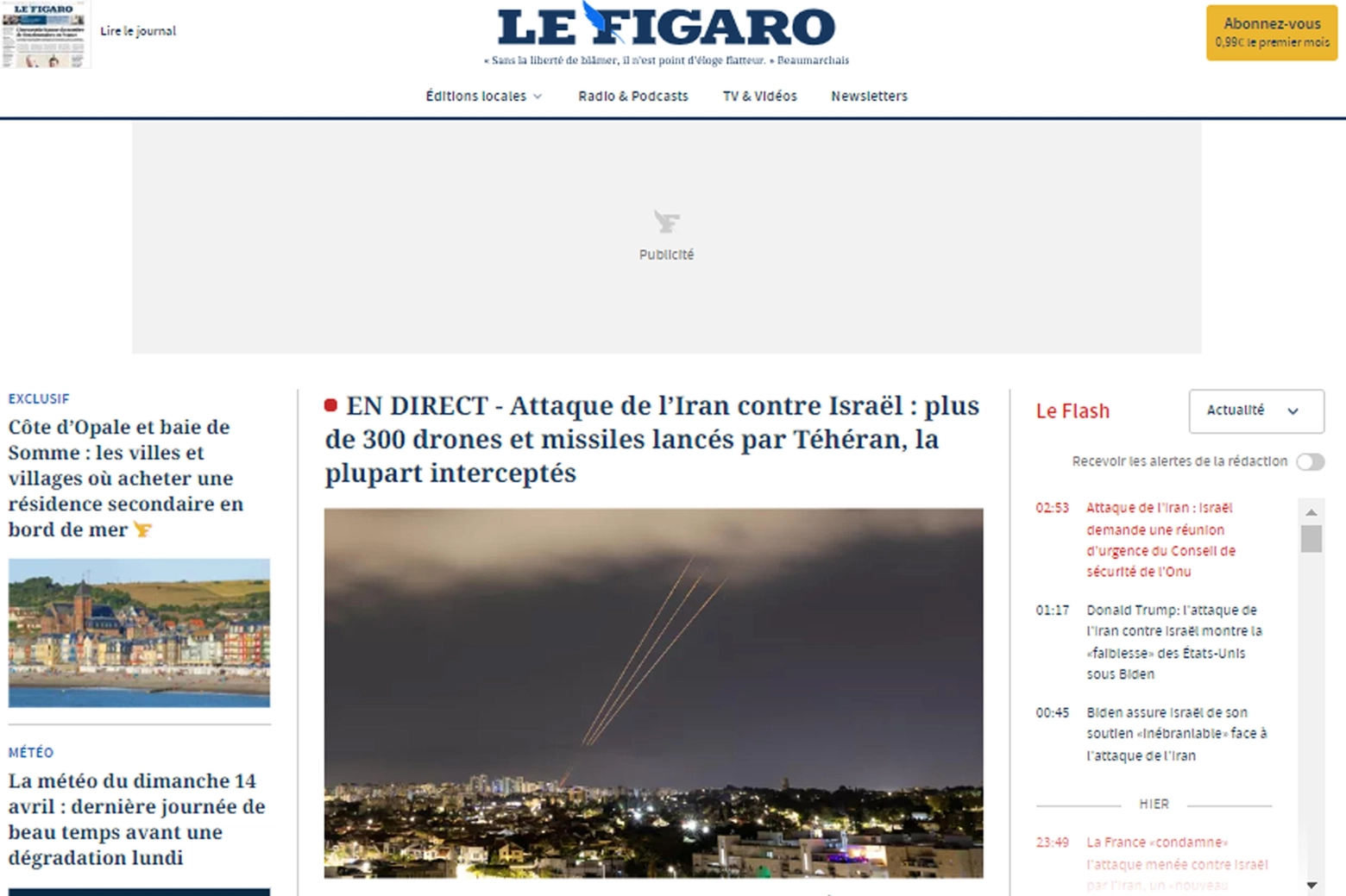 Le Figaro: "In diretta: attacco dell'Iran contro Israele"