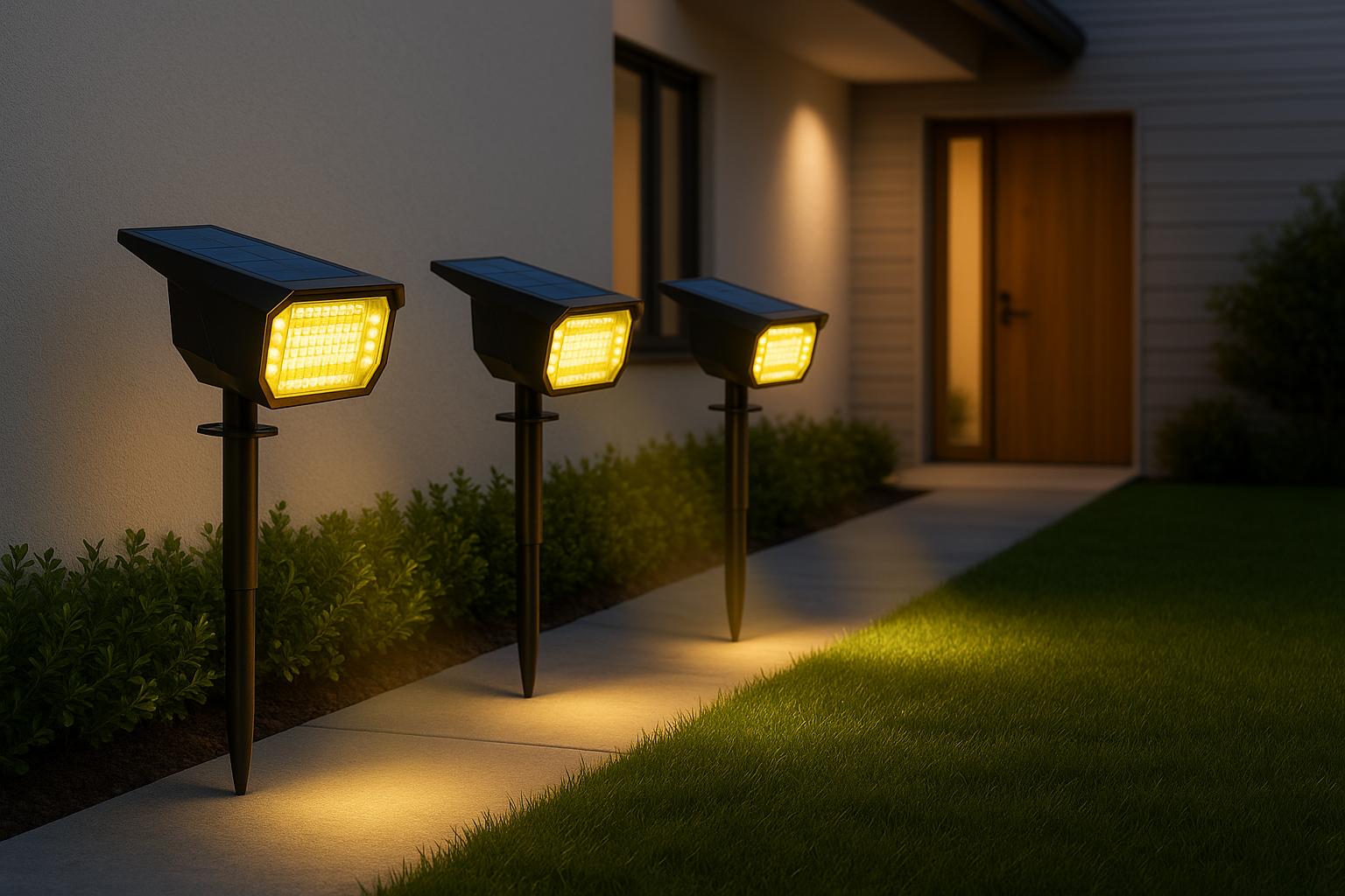 vialetto illuminato senza fili tre faretti solari led in sconto lampo del 32
