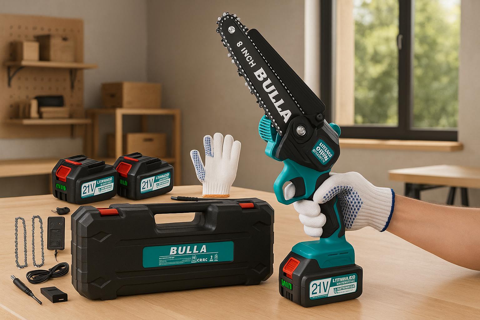 taglia rami spessi con zero fatica con la mini motosega a batteria pi249 venduta del momento