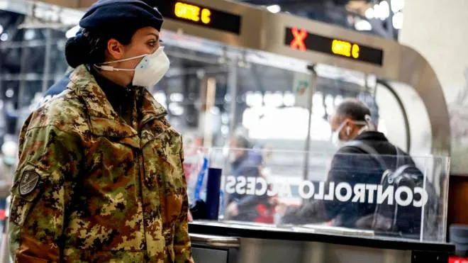 Italian soldiers and police officers carry out checks at the Stazione Centrale, the main railway station, in Milan, Italy, 09 March 2020. Italian authorities have taken the drastic measure of shutting off the entire northern Italian region of Lombardy - home to around 16 million people and Italy's economic powerhouse, the city of Milan - and several other northern provinces in a bid to halt the spread of the COVID-19 disease caused by the coronavirus.
ANSA/ MOURAD BALTI TOUATI