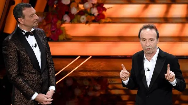 Academy award winner Italian actor Roberto Benigni performes on stage at the Ariston theatre during the 70th Sanremo Italian Song Festival in Sanremo, Italy, 06 February 2020. The festival runs from 04 to 08 February. EPA/ETTORE FERRARI