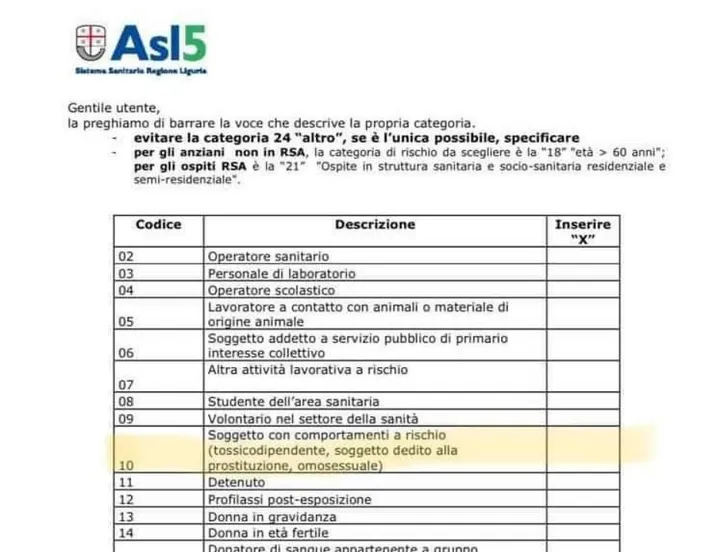 Sopra, il modulo dell’Asl 5 della Spezia sulle categorie a rischio per il Covid. Sotto, l’originale dell’Anagrafe Nazionale Vaccini del ministero datato ottobre 2020