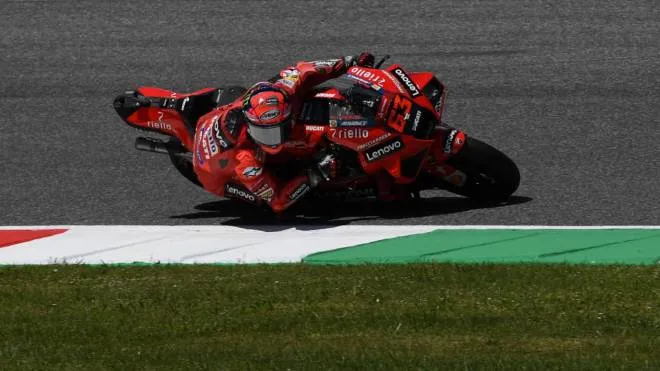 Italian MotoGP rider Francesco Bagnaia of Ducati Lenovo Team in action  during the Motorcycling Grand Prix of Italy at the Mugello circuit in Scarperia, central Italy, 30 May 2021
