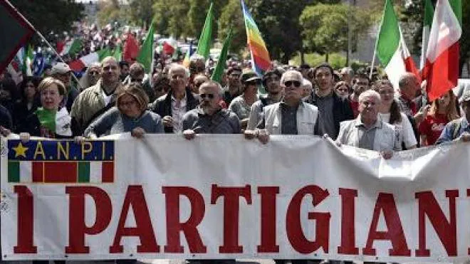 Una manifestazione dell’Anpi, l’associazione nazionale partigiani, per le celebrazioni. del 25 aprile