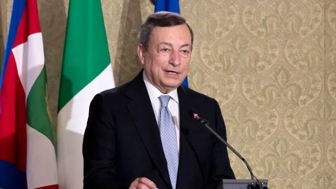 Il presidente del Consiglio Mario Draghi all'accademia dei Lincei a  Roma, 1 luglio 2021.
ANSA/MASSIMO PERCOSSI