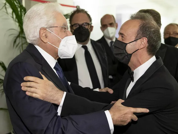Il presidente Sergio Mattarella (80 anni) e il Leone d’oro. Roberto Benigni (68)
