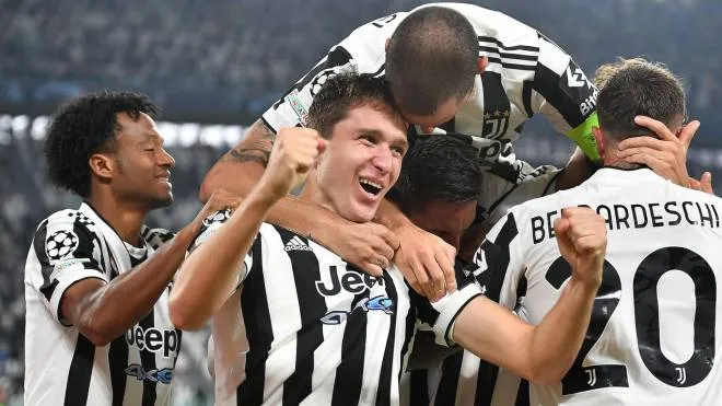 Juventus� Federico Chiesa jubilates after scoring the goal (1-0) during the Uefa Champions League soccer match Juventus FC vs Chelsea FC at Allianz Stadium in Turin, Italy, 29 september 2021 ANSA/ALESSANDRO DI MARCO