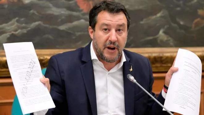 Italy's League party leader Matteo Salvini attends a press conference in Rome, Italy, 05 October 2021.  ANSA/CLAUDIO PERI