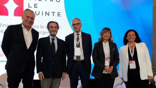 Da sinistra, Dario Allevi, 56 anni, Attilio Fontana (69),. Michele Brambilla (62), Donatella Tesei (63) e Renata Tosi (54)