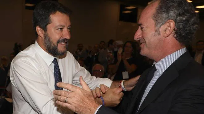 Matteo Salvini, 48 anni, leader della Lega e il governatore veneto Luca Zaia, 53