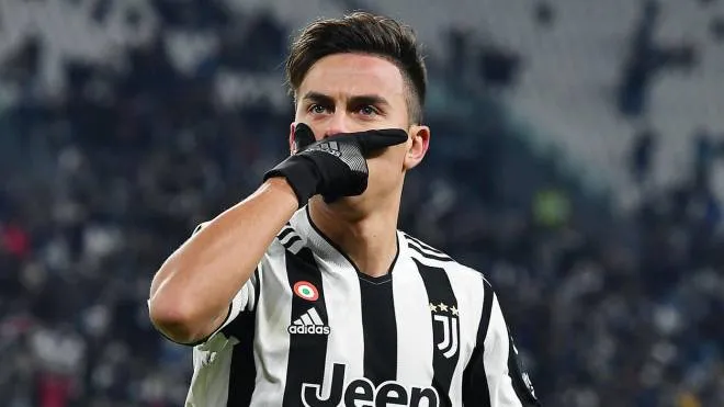 Juventus� Paulo Dybala jubilates after scoring the goal (2-0) during the italian Serie A soccer match Juventus FC vs Genoa FC at the Allianz Stadium in Turin, Italy, 5 december 2021 ANSA/ALESSANDRO DI MARCO