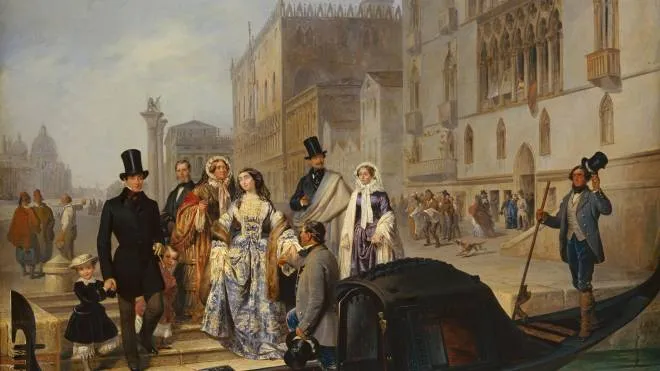 “La Famiglia Tolstoj a Venezia“ (1855) di Giulio Carlini, dall’Ermitage, San Pietroburgo, ora a Milano