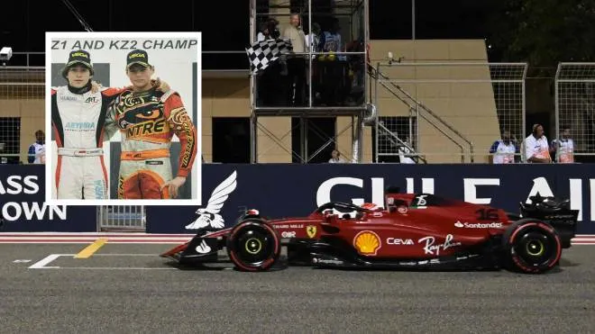 Ferrari's Monegasque driver Charles Leclerc crosses the finish line to win the Bahrain Formula One Grand Prix at the Bahrain International Circuit in the city of Sakhir on March 20, 2022. (Photo by OZAN KOSE / AFP)