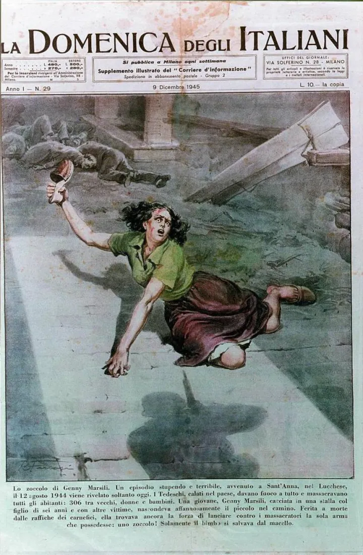 La strage di Sant’Anna di Stazzema in un’immagine di copertina del dicembre ’45
