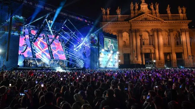 Il palco del Concertone del primo maggio in piazza San Giovanni, Roma, 1 maggio 2019.
ANSA/ALESSANDRO DI MEO
