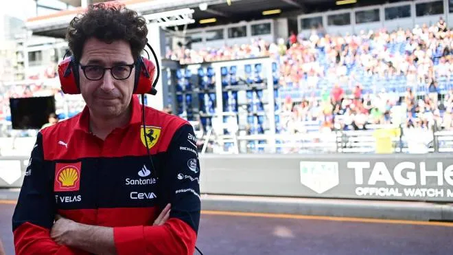 Swiss-born Italian engineer and team principal of Ferrari, Mattia Binotto seen in the pits during the second practice session at the Monaco street circuit in Monaco, ahead of the Monaco Formula 1 Grand Prix, on May 27, 2022. (Photo by ANDREJ ISAKOVIC / AFP)