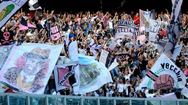 I tifosi rosanero della curva Nord inferiore durante la partita Palermo-Udinese allo stadio 'Renzo Barbera' di Palermo, 09 novembre 2014.
ANSA/MIKE PALAZZOTTO