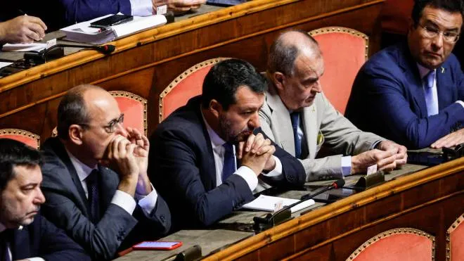 Matteo Salvini attends a Senate session on a confidence vote on Draghi� government, Rome 20 July 2022.
ANSA/FABIO FRUSTACI