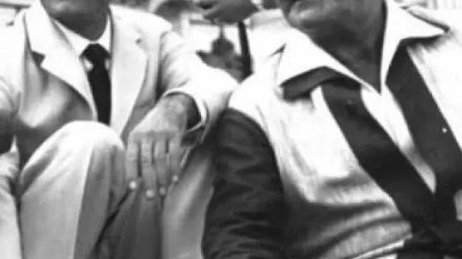 Leonida Rèpaci (. 1898 –. 1985). con Pasolini vincitore del Premio Viareggio nel ’57