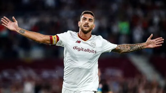 Roma�s Lorenzo Pellegrini jubilates after scoring the 1-0 goal during the friendly soccer match AS Roma vs FK Shakhtar Donetsk at Olimpico stadium in Rome, Italy, 07 August 2022. ANSA/ANGELO CARCONI