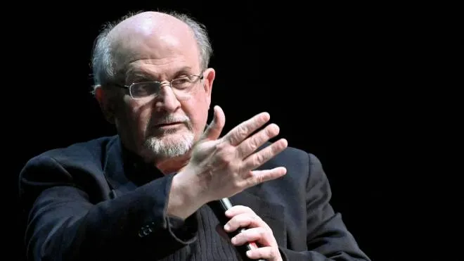 British author Salman Rushdie speaks as he presents his book "Quichotte" at the Volkstheater in Vienna, Austria, on November 16, 2019. (Photo by HERBERT NEUBAUER / APA / AFP) / Austria OUT