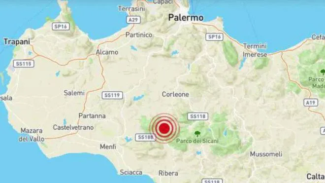 Un terremoto di magnitudo 4.2 e' avvenuto nella zona di Giuliana (50 km a Sud di Palermo) alle 6.59. E' stato registrato dall'Ingv a 4 km di profondita', 21 agosto 2022.  ANSA/VIGILI DEL FUOCO +++ ANSA PROVIDES ACCESS TO THIS HANDOUT PHOTO TO BE USED SOLELY TO ILLUSTRATE NEWS REPORTING OR COMMENTARY ON THE FACTS OR EVENTS DEPICTED IN THIS IMAGE; NO ARCHIVING; NO LICENSING +++  (NPK)