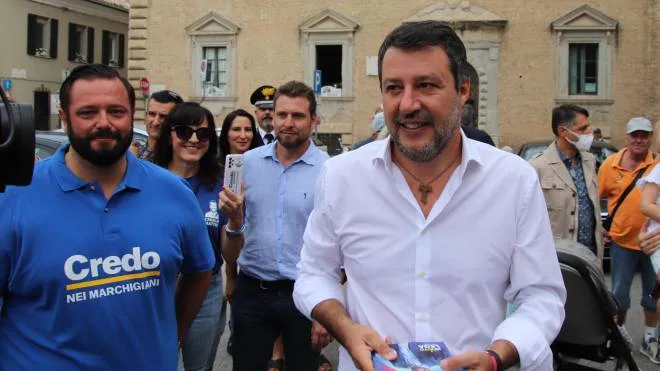 Italian Senator and Federal Secretary of Lega Nord party Matteo Salvini  attends a campaign act in Fano, Italy, 03 September 2022.
ANSA/GIANLUIGI BASILIETTI