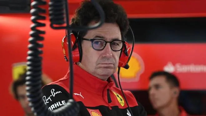 Ferrari's Italian team chief Mattia Binotto attends the second free practice for the Belgian Formula One Grand Prix at Spa-Francorchamps racetrack in Spa, on August 26, 2022. (Photo by JOHN THYS / AFP)