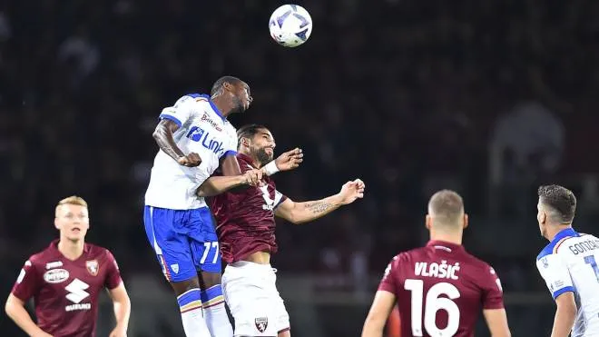 Torino�s Ricardo Rodriguez and Lecce�s Assan Ceesay in action during the italian Serie A soccer match Torino FC vs US Lecce at the Olimpico Grande Torino Stadium in Turin, Italy, 5 september 2022 ANSA/ALESSANDRO DI MARCO